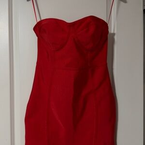 PrettyLittleThing Red Strapless Bandage Bodycon Dress